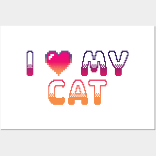 I Heart My Cat Classic Video Game Graphic Vibrant Gradient Posters and Art